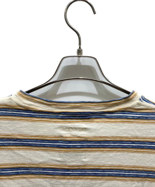 LANVIN（ランバン）LANVIN (ランバン) GALLERY DEPT (ギャラリー デプト) ペイント加工 ボーダー半袖Tシャツ ベージュ サイズ:Ｌの古着・服飾アイテム