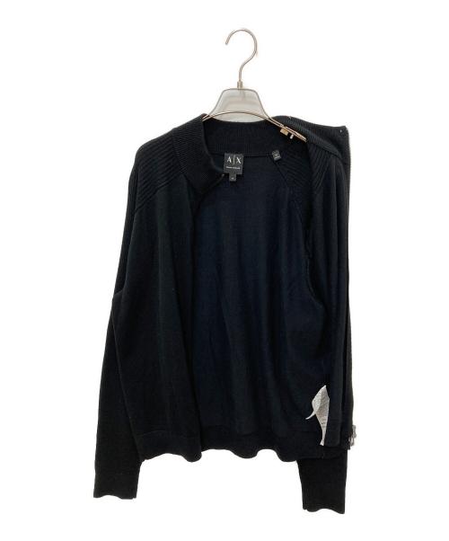 ARMANI EXCHANGE（アルマーニ エクスチェンジ）ARMANI EXCHANGE (アルマーニ エクスチェンジ) ジップアップニットカーディガン ブラック サイズ:Mの古着・服飾アイテム