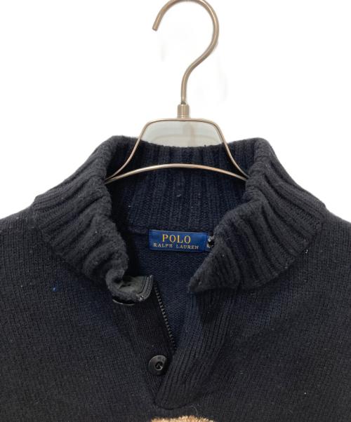 POLO RALPH LAUREN（ポロ・ラルフローレン）POLO RALPH LAUREN (ポロ・ラルフローレン) ラムウールポロベアニット ブラック サイズ:XLの古着・服飾アイテム