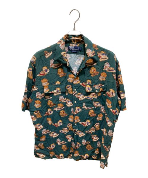 RALPH LAUREN（ラルフローレン）RALPH LAUREN (ラルフローレン) オープンカラー総柄シャツ グリーン サイズ:Ｌの古着・服飾アイテム