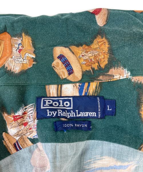 RALPH LAUREN（ラルフローレン）RALPH LAUREN (ラルフローレン) オープンカラー総柄シャツ グリーン サイズ:Ｌの古着・服飾アイテム