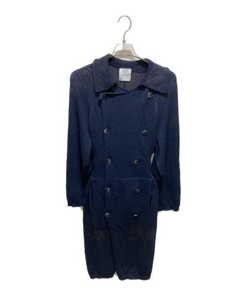 kota gushiken（コウタグシケン）Kota Gushiken (コウタグシケン) Knitted Washi Trench Coat ネイビー サイズ:記載無しの為実寸参照の古着・服飾アイテム