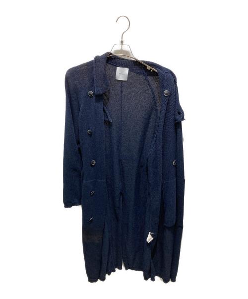 kota gushiken（コウタグシケン）Kota Gushiken (コウタグシケン) Knitted Washi Trench Coat ネイビー サイズ:記載無しの為実寸参照の古着・服飾アイテム