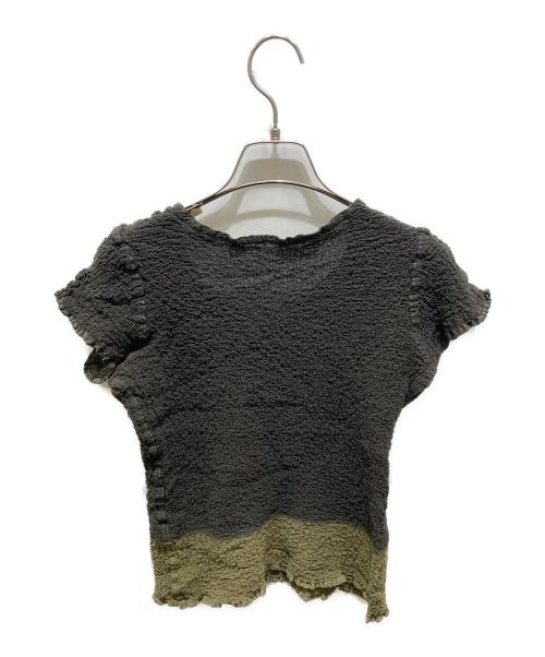 me ISSEY MIYAKE（ミーイッセイ ミヤケ）me ISSEY MIYAKE (ミーイッセイ ミヤケ) バイカラー半袖カットソー ブラウン サイズ:記載無しの為実寸参照の古着・服飾アイテム