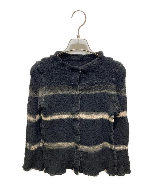 me ISSEY MIYAKE（ミーイッセイ ミヤケ）me ISSEY MIYAKE (ミーイッセイ ミヤケ) シワ加工カーディガン ブラック サイズ:記載無しの為実寸参照の古着・服飾アイテム
