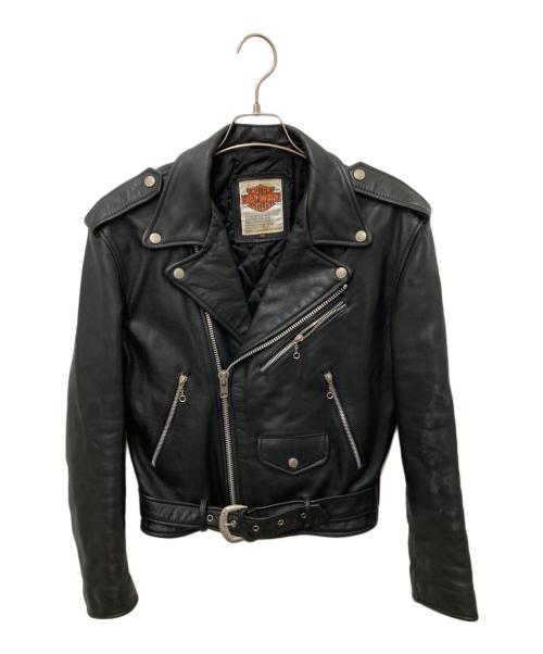HARLEY-DAVIDSON（ハーレーダビッドソン）HARLEY-DAVIDSON (ハーレーダビッドソン) カウレザーダブルライダースジャケット ブラック サイズ:40の古着・服飾アイテム