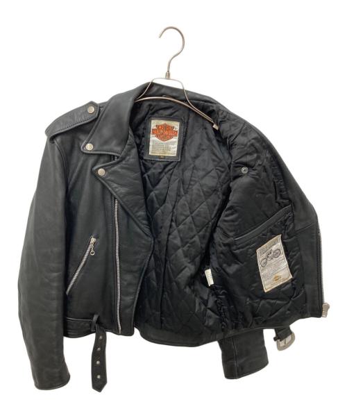 HARLEY-DAVIDSON（ハーレーダビッドソン）HARLEY-DAVIDSON (ハーレーダビッドソン) カウレザーダブルライダースジャケット ブラック サイズ:40の古着・服飾アイテム