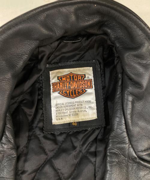 HARLEY-DAVIDSON（ハーレーダビッドソン）HARLEY-DAVIDSON (ハーレーダビッドソン) カウレザーダブルライダースジャケット ブラック サイズ:40の古着・服飾アイテム