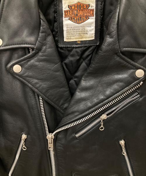HARLEY-DAVIDSON（ハーレーダビッドソン）HARLEY-DAVIDSON (ハーレーダビッドソン) カウレザーダブルライダースジャケット ブラック サイズ:40の古着・服飾アイテム