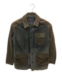 BRIONI（ブリオーニ）の古着「コーデゅロイ×レザー切替コート」｜グリーン