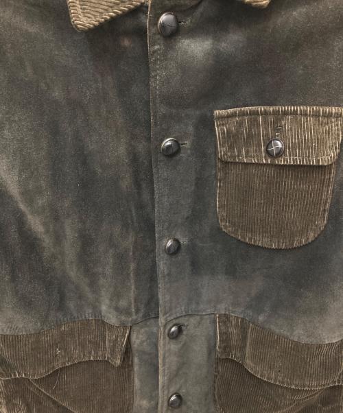 BRIONI（ブリオーニ）BRIONI (ブリオーニ) コーデゅロイ×レザー切替コート グリーン サイズ:48の古着・服飾アイテム