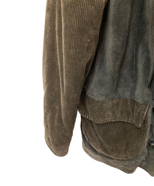 BRIONI（ブリオーニ）BRIONI (ブリオーニ) コーデゅロイ×レザー切替コート グリーン サイズ:48の古着・服飾アイテム