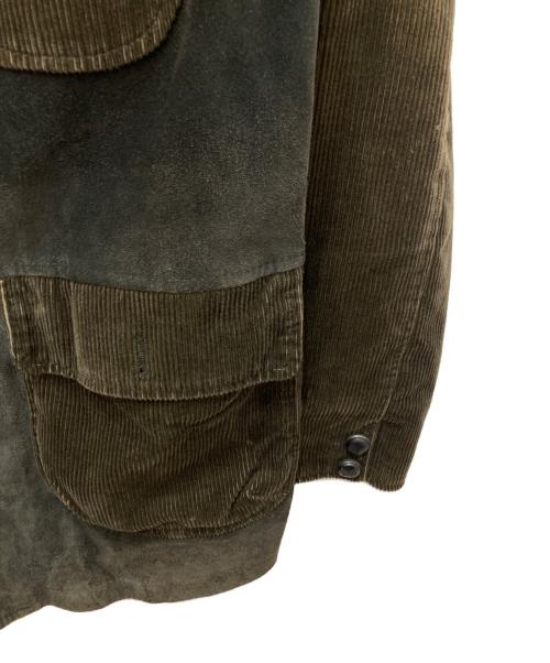 BRIONI（ブリオーニ）BRIONI (ブリオーニ) コーデゅロイ×レザー切替コート グリーン サイズ:48の古着・服飾アイテム
