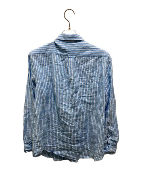 POLO RALPH LAUREN（ポロ・ラルフローレン）POLO RALPH LAUREN (ポロ・ラルフローレン) リネンストライプシャツ ブルー サイズ:XLの古着・服飾アイテム