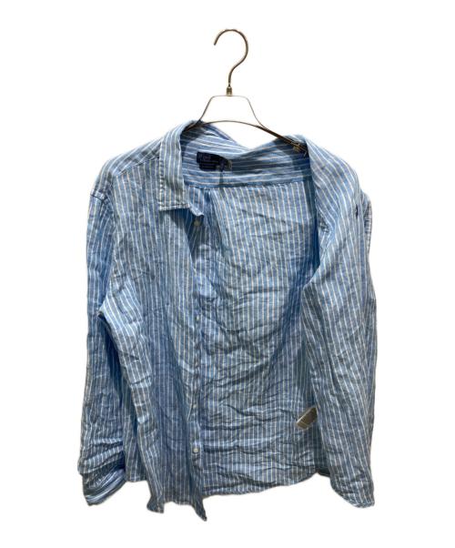 POLO RALPH LAUREN（ポロ・ラルフローレン）POLO RALPH LAUREN (ポロ・ラルフローレン) リネンストライプシャツ ブルー サイズ:XLの古着・服飾アイテム