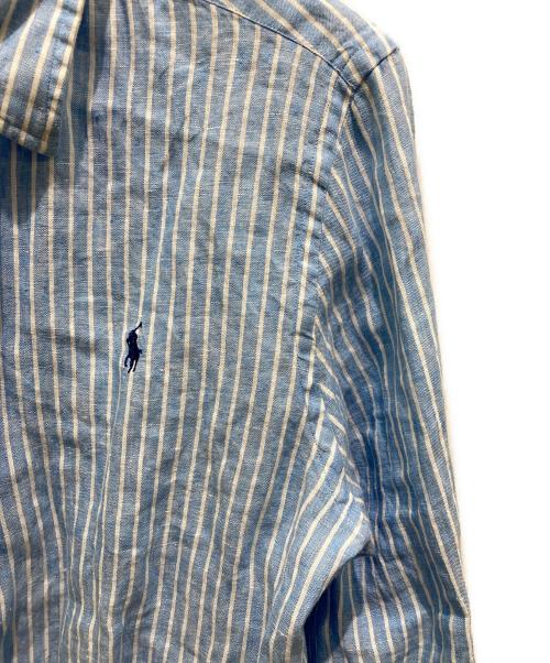 POLO RALPH LAUREN（ポロ・ラルフローレン）POLO RALPH LAUREN (ポロ・ラルフローレン) リネンストライプシャツ ブルー サイズ:XLの古着・服飾アイテム