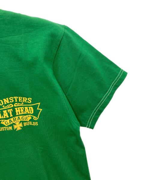 THE FLAT HEAD（ザ・フラットヘッド）THE FLAT HEAD (ザ・フラットヘッド) プリントTシャツ グリーン サイズ:40の古着・服飾アイテム