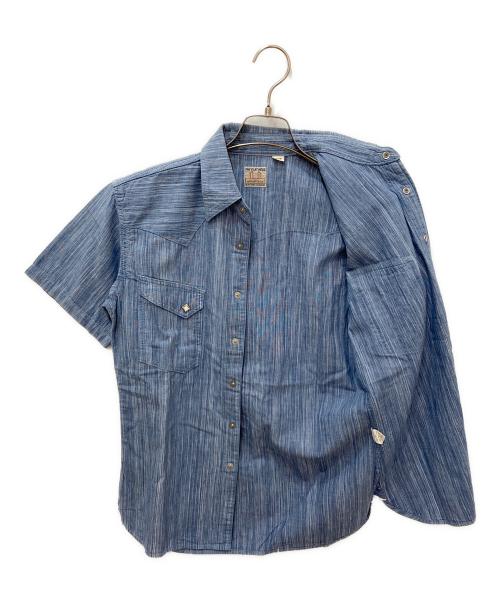 THE FLAT HEAD（ザ・フラットヘッド）THE FLAT HEAD (ザ・フラットヘッド) 半袖シャツ ブルー サイズ:38の古着・服飾アイテム