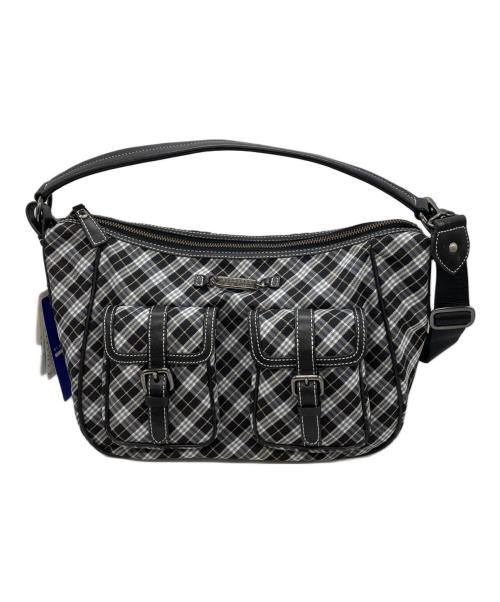 BURBERRY BLUE LABEL（バーバリー ブルー レーベル）BURBERRY BLUE LABEL (バーバリー ブルー レーベル) ダブルポケットチェックショルダーバック ブラックの古着・服飾アイテム