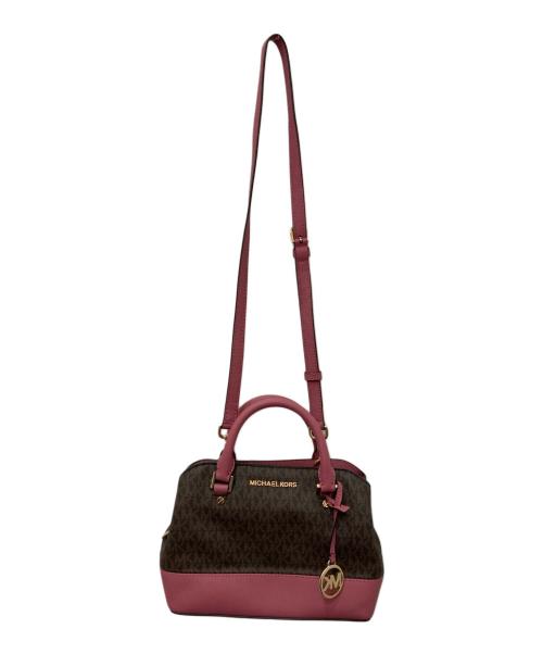 MICHAEL KORS（マイケルコース）MICHAEL KORS (マイケルコース) ショルダーバッグ ピンク×ブラウンの古着・服飾アイテム