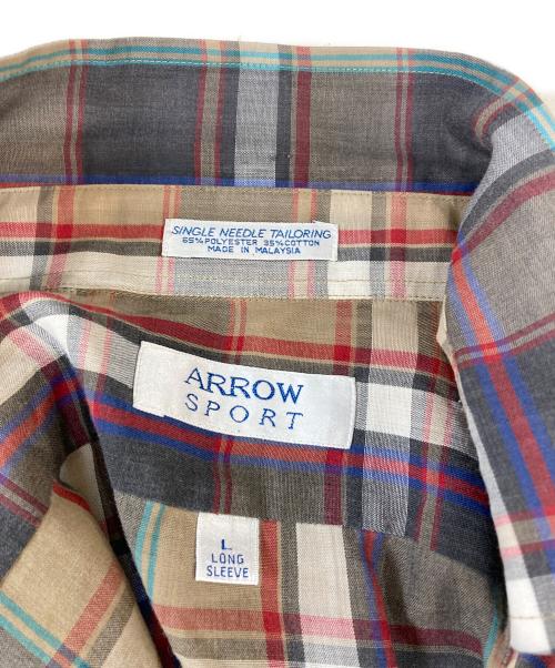 ARROW（アロー）ARROW (アロー) チェックシャツ ブラウン サイズ:Lの古着・服飾アイテム