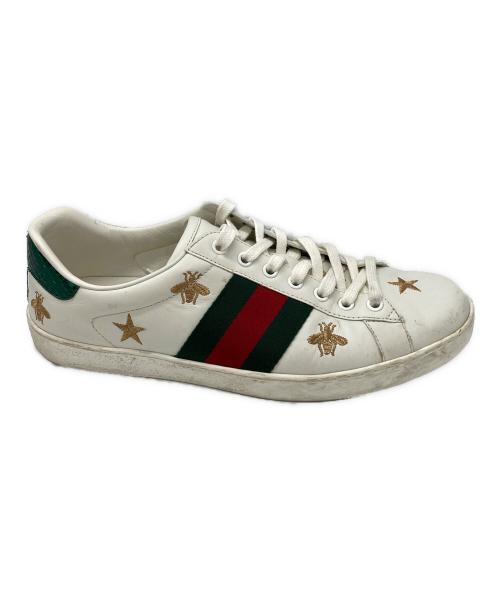 GUCCI（グッチ）GUCCI (グッチ) ビー刺繍シェリーラインスニーカー ホワイト サイズ:7 1/2の古着・服飾アイテム