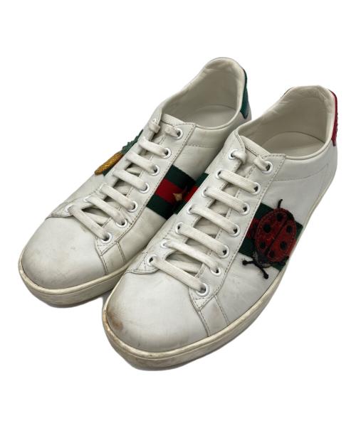 GUCCI（グッチ）GUCCI (グッチ) ワッペンシェリーラインスニーカー ホワイト サイズ:8 1/2の古着・服飾アイテム