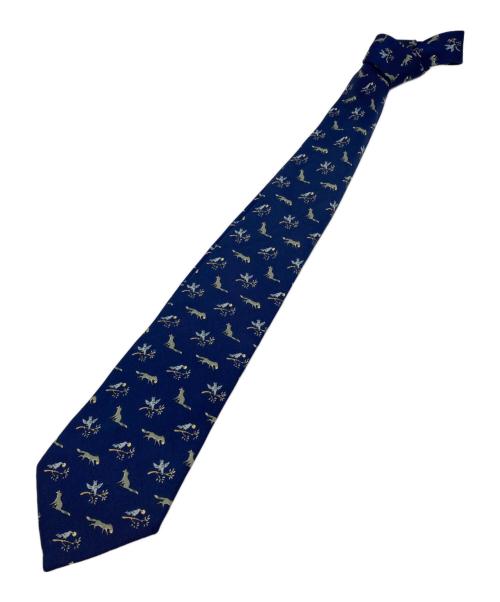 HERMES（エルメス）HERMES (エルメス) シルクネクタイ ネイビー サイズ:記載無しの為実寸参照の古着・服飾アイテム