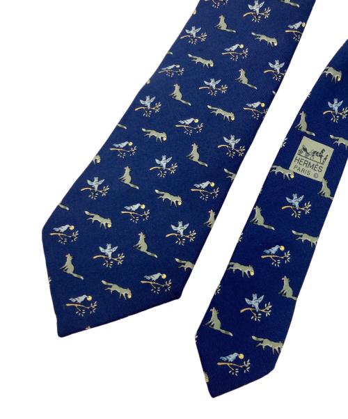 HERMES（エルメス）HERMES (エルメス) シルクネクタイ ネイビー サイズ:記載無しの為実寸参照の古着・服飾アイテム