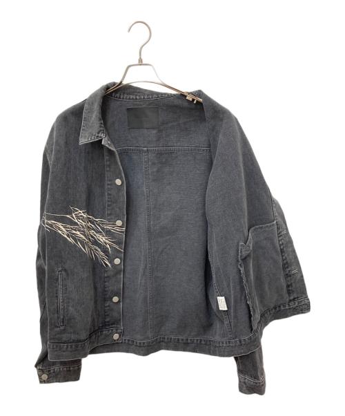 yin da market（イン・ダ・マーケット）yin da market (イン・ダ・マーケット) YANAGI EMBROIDERY DENIM JKT ブラック サイズ:3の古着・服飾アイテム