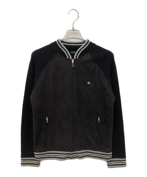 BURBERRY BLACK LABEL（バーバリーブラックレーベル）BURBERRY BLACK LABEL (バーバリーブラックレーベル) 切替ニットブルゾン ブラック サイズ:3の古着・服飾アイテム