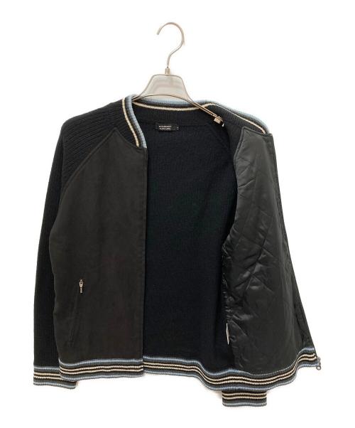 BURBERRY BLACK LABEL（バーバリーブラックレーベル）BURBERRY BLACK LABEL (バーバリーブラックレーベル) 切替ニットブルゾン ブラック サイズ:3の古着・服飾アイテム
