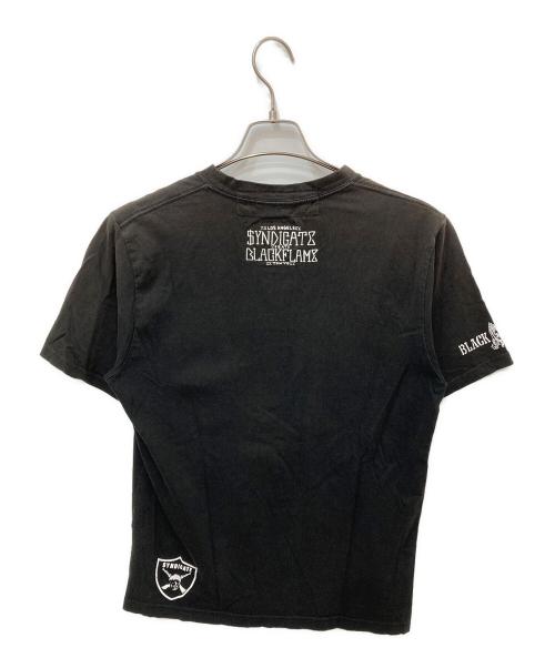 rhyme syndicate（ライム シンジケート）rhyme syndicate (ライム シンジケート) BLACK FLAME (ブラックフレイム) プリントTシャツ ブラック サイズ:16.5の古着・服飾アイテム