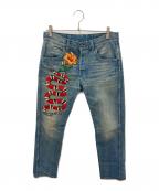 GUCCIグッチ）の古着「Snake Embroidery Denim Pant」｜インディゴ