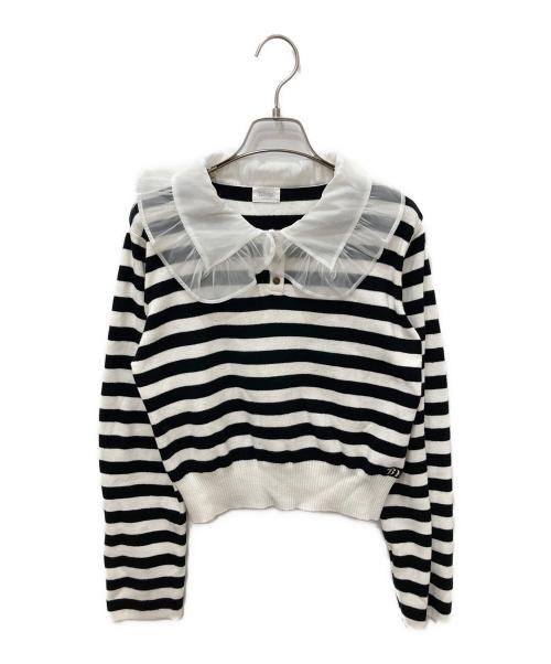 Bibiy.（ビビィ）Bibiy. (ビビィ) 襟付ニット ホワイト×ブラック サイズ:Ｍの古着・服飾アイテム