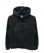 NIKE×SUPREMEナイキ×シュプリーム）の古着「Leather Applique Hooded Sweatshirt」｜ブラック