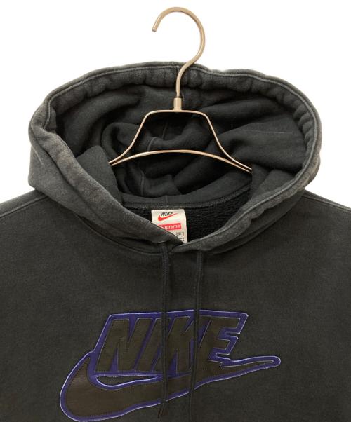 NIKE（ナイキ）NIKE (ナイキ) SUPREME (シュプリーム) Leather Applique Hooded Sweatshirt ブラック サイズ:Ｓの古着・服飾アイテム