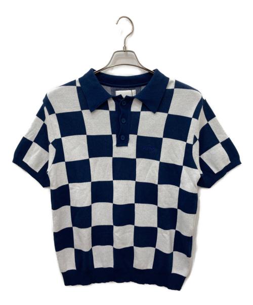 arte Antwerp（アルテアントワープ）arte Antwerp (アートアントワープ) バイカラーニットポロシャツ ブルー サイズ:Ｍの古着・服飾アイテム