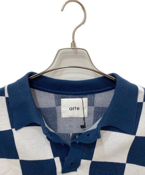 arte Antwerp（アルテアントワープ）arte Antwerp (アートアントワープ) バイカラーニットポロシャツ ブルー サイズ:Ｍの古着・服飾アイテム