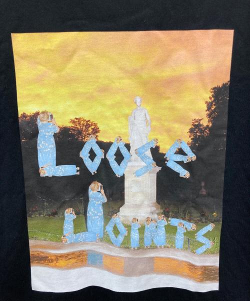 LOOSE JOINTS（ルーズジョインズ）LOOSE JOINTS (ルーズジョインズ) プリントTシャツ ブラック サイズ:Ｍの古着・服飾アイテム