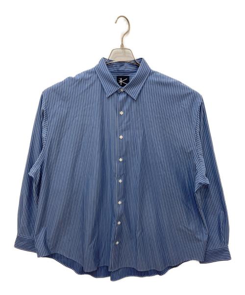 KANEMASA PHIL.（カネマサフィル）KANEMASA PHIL. (カネマサフィル) PENCIL STRIPE DRESS JERSEY SHIRT ブルー サイズ:Lの古着・服飾アイテム