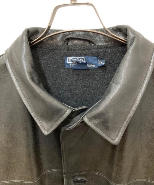 POLO RALPH LAUREN（ポロ・ラルフローレン）POLO RALPH LAUREN (ポロ・ラルフローレン) レザーカーコート ブラック サイズ:XLの古着・服飾アイテム