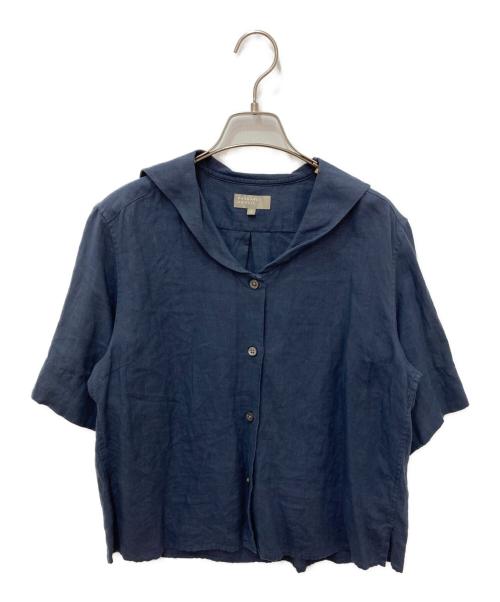 MARGARET HOWELL（マーガレットハウエル）MARGARET HOWELL (マーガレットハウエル) セーラーカラーリネンシャツ ネイビー サイズ:2の古着・服飾アイテム