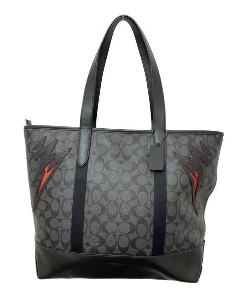COACH（コーチ）COACH (コーチ) キャンバス ウィズ カットアウトハンドバッグ ブラックの古着・服飾アイテム