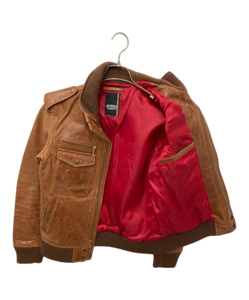 AVIREX VARSITY（アヴィレックスバーシティ）AVIREX VARSITY (アヴィレックスバーシティ) レザージャケット ブラウン サイズ:Mの古着・服飾アイテム