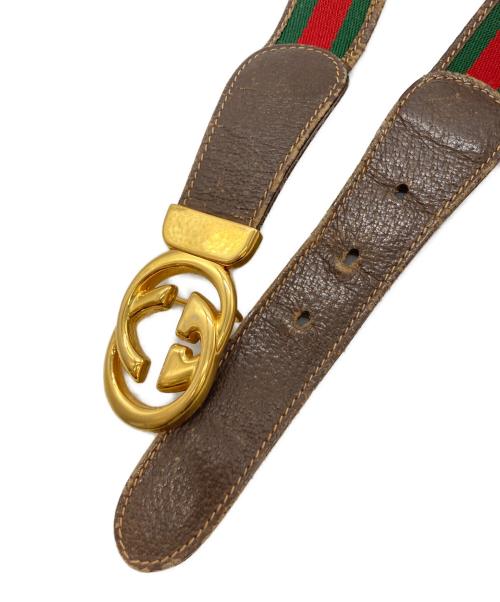 GUCCI（グッチ）GUCCI (グッチ) GGインターロッキングバックルベルト ブラウンの古着・服飾アイテム