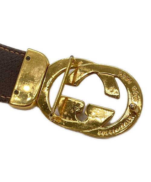 GUCCI（グッチ）GUCCI (グッチ) GGインターロッキングバックルベルト ブラウンの古着・服飾アイテム
