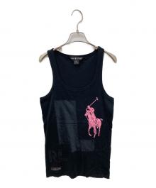 RALPH LAUREN（ラルフローレン）の古着「パッチワークポロプリントタンクトップ」｜ブラック