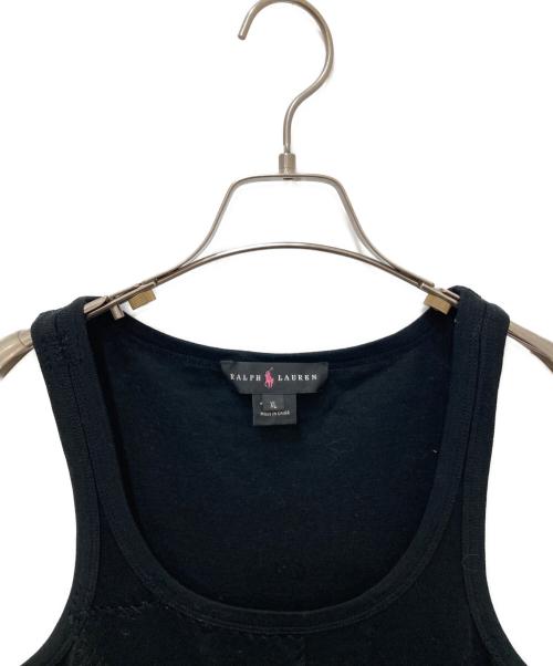 RALPH LAUREN（ラルフローレン）RALPH LAUREN (ラルフローレン) パッチワークポロプリントタンクトップ ブラック サイズ:XLの古着・服飾アイテム