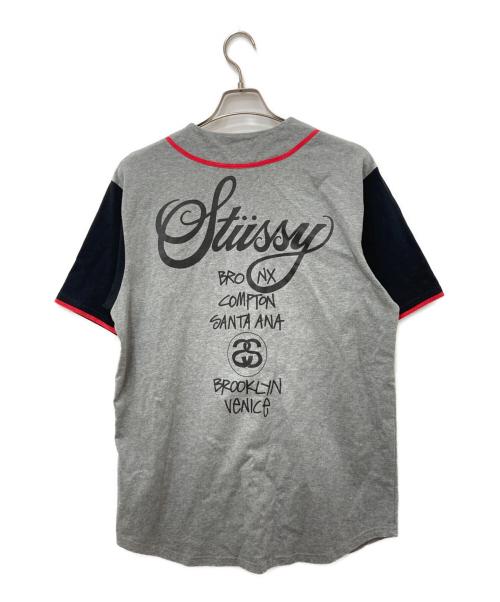 stussy（ステューシー）stussy (ステューシー) ベースボールシャツ グレー サイズ:Lの古着・服飾アイテム